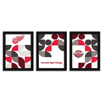 Detroit Red Wings 12" x 16" Framed Minimalist Print Set