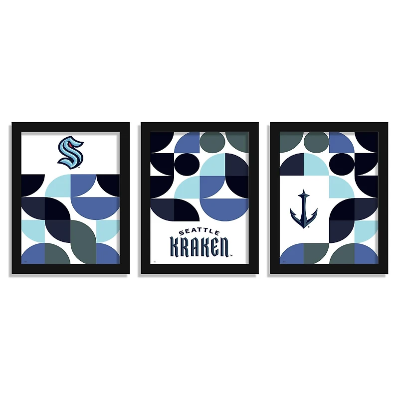 Seattle Kraken 12" x 16" Framed Minimalist Print Set
