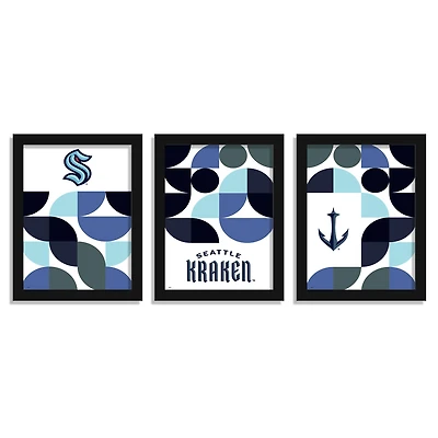 Seattle Kraken 12" x 16" Framed Minimalist Print Set