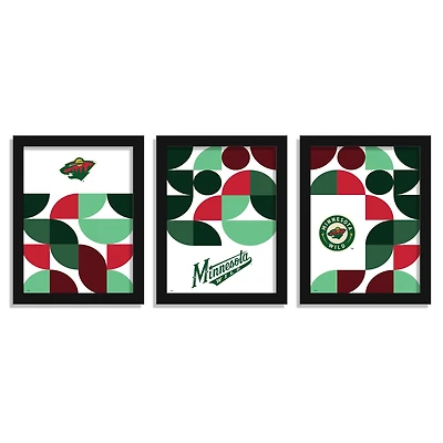 Minnesota Wild 12" x 16" Framed Minimalist Print Set