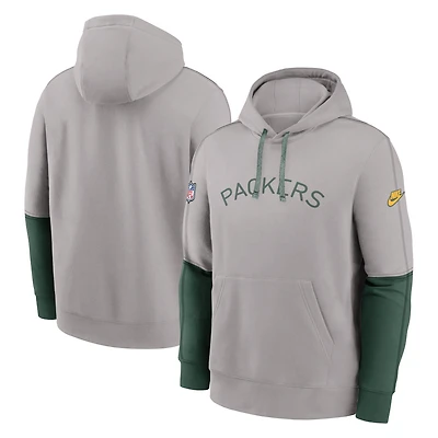 Men's Nike Gray Green Bay Packers Alternate Logo Club Tri-Blend Pullover Hoodie
