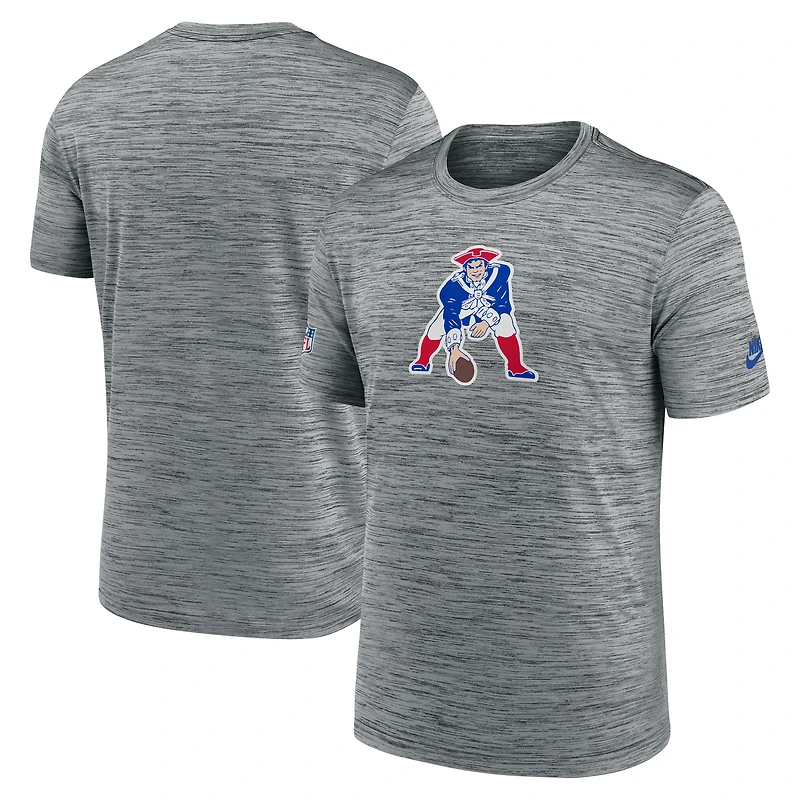 Men's Nike Gray New England Patriots Sideline Velocity Throwback Logo Dri-FIT T-Shirt