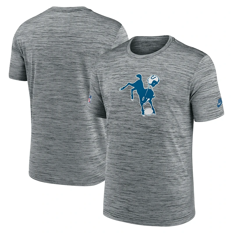 Men's Nike Gray Indianapolis Colts Sideline Velocity Throwback Logo Dri-FIT T-Shirt