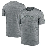 Men's Nike Gray Green Bay Packers Sideline Velocity Throwback Logo Dri-FIT T-Shirt