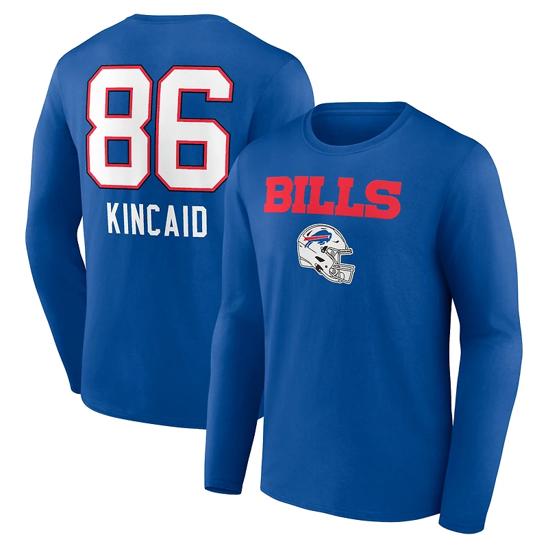 Men's Dalton Kincaid Royal Buffalo Bills Team Wordmark Player Name & Number Long Sleeve T-Shirt