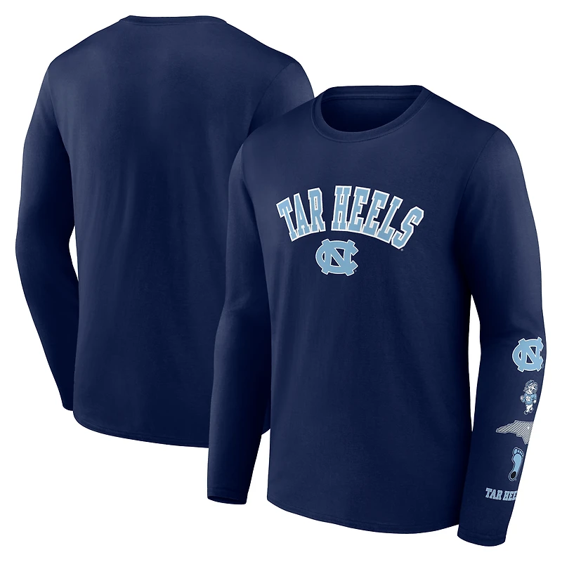 Men's Fanatics Navy North Carolina Tar Heels Badging Long Sleeve T-Shirt