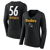 Women's Alex Highsmith Black Pittsburgh Steelers Team Wordmark Player Name & Number Long Sleeve V-Neck T-Shirt