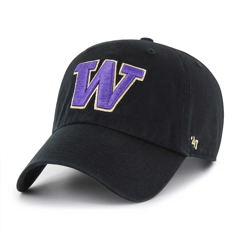 Men's '47 Black Washington Huskies Clean Up Adjustable Hat