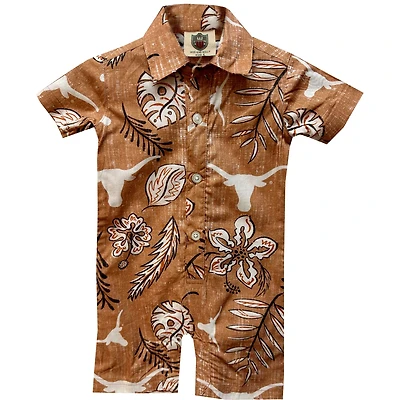 Infant Wes & Willy Texas Orange Texas Longhorns Vintage Floral Romper