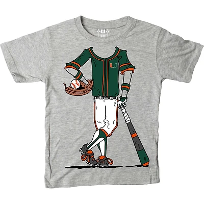 Youth Wes & Willy Gray Miami Hurricanes Baseball Player T-Shirt