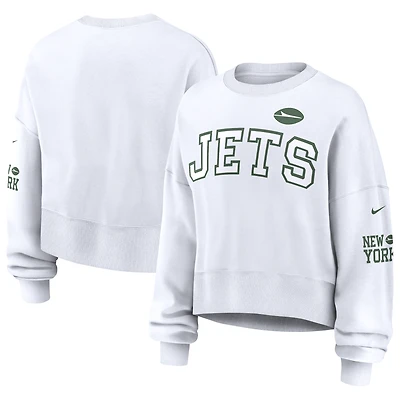 Women's Nike White New York Jets Oversized Pullover Sweatshirt