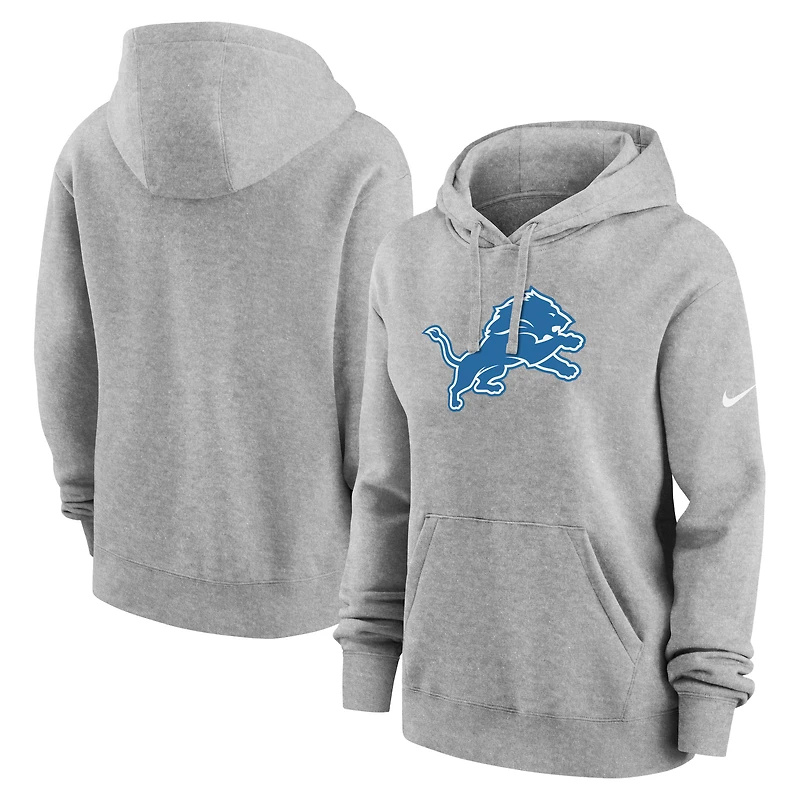 Women's Nike Heather Gray Detroit Lions Club Fleece Hoodie