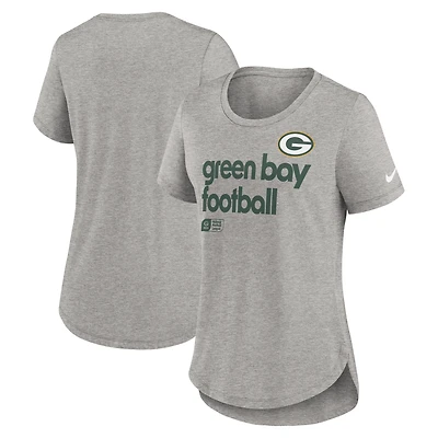 Women's Nike Heather Gray Green Bay Packers Team Shout-Out Tri-Blend T-Shirt