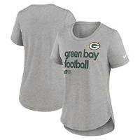 Women's Nike Heather Gray Green Bay Packers Team Shout-Out Tri-Blend T-Shirt
