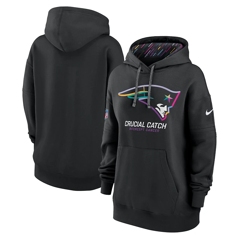 Women's Nike  Black New England Patriots 2024 NFL Crucial Catch Club Pullover Hoodie