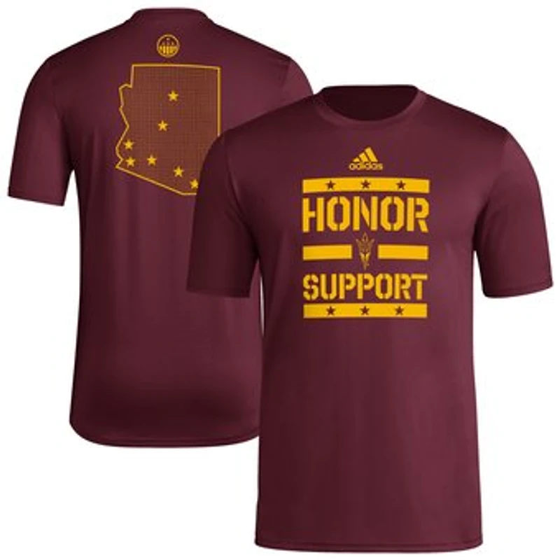 Men's adidas Maroon Arizona State Sun Devils Honor & Support Pre-Game T-Shirt