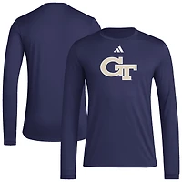 Men's adidas Navy Georgia Tech Yellow Jackets Primary Locker Logo Pre-Game Long Sleeve T-Shirt