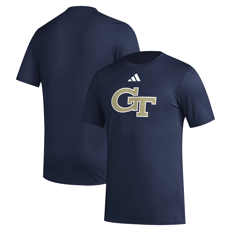 Men's adidas Navy Georgia Tech Yellow Jackets Primary Locker Logo Pre-Game AEROREADY T-Shirt
