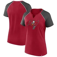 Women's Fanatics Red/Pewter Tampa Bay Buccaneers Glittered Primary Raglan T-Shirt