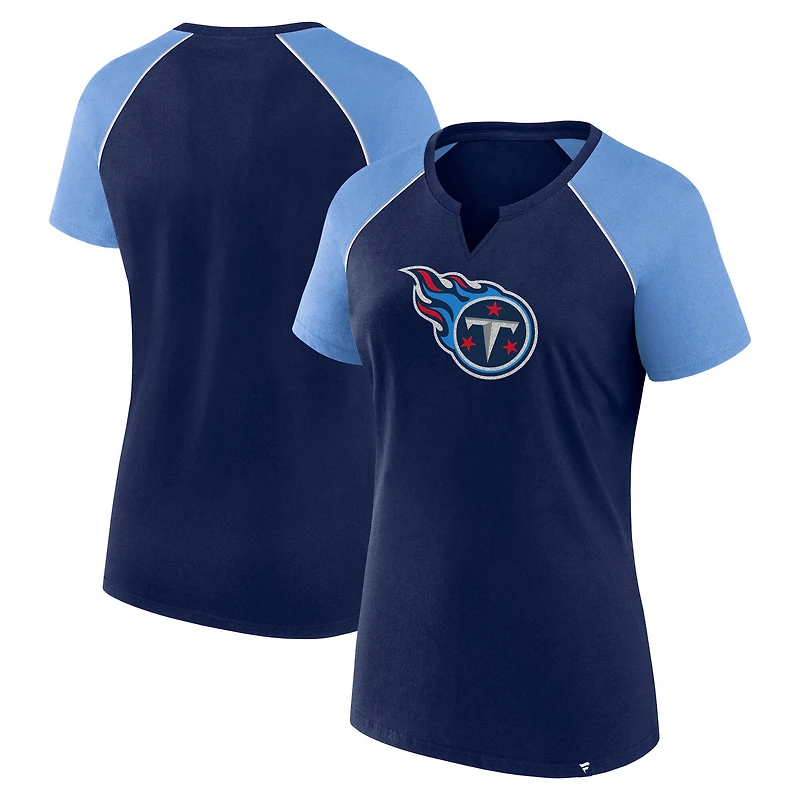 Women's Fanatics Navy/Light Blue Tennessee Titans Glittered Primary Raglan T-Shirt