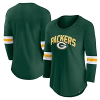 Women's Fanatics Green Green Bay Packers First Team Arch Logo 3/4 Sleeve T-Shirt