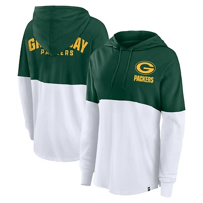 Women's Fanatics Green/White Green Bay Packers Backup Option Long Sleeve Hoodie T-Shirt
