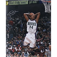 Ray Allen Milwaukee Bucks Autographed 16" x 20" Two Hand Dunk Photograph