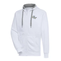 Men's Antigua  White George Washington University Victory Full-Zip Hoodie
