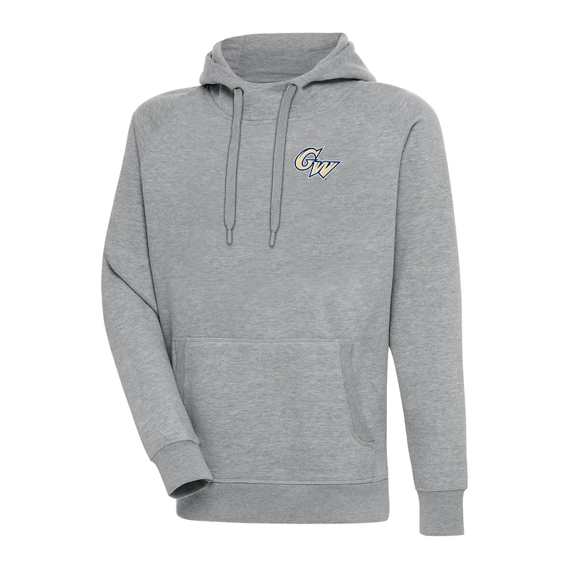 Men's Antigua  Heather Gray George Washington University Victory Pullover Hoodie