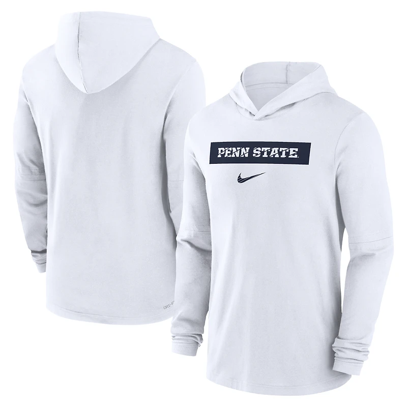 Men's Nike White Penn State Nittany Lions 2024 Sideline Hoodie Performance Long Sleeve T-Shirt