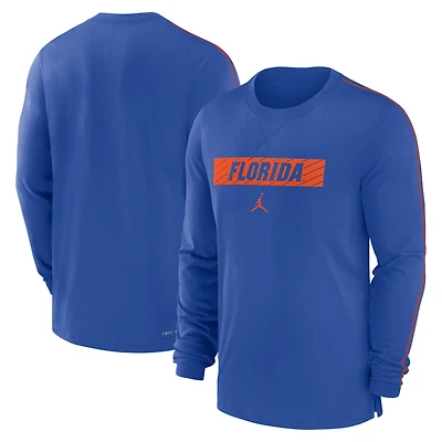 Men's Jordan Brand Royal Florida Gators 2024 Sideline Player Tri-Blend Performance Long Sleeve T-Shirt