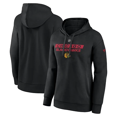 Women's Fanatics Black Chicago Blackhawks Authentic Pro Core Primary Fleece Pullover Hoodie