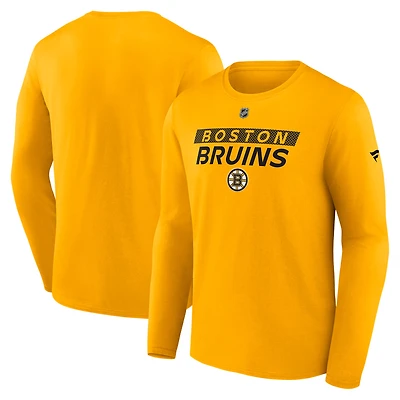 Men's Fanatics  Gold Boston Bruins Authentic Pro Core Primary Long Sleeve T-Shirt
