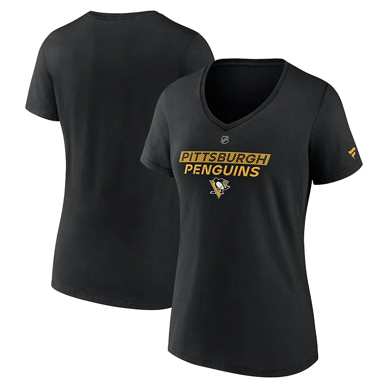 Women's Fanatics  Black Pittsburgh Penguins Authentic Pro Core Primary V-Neck T-Shirt