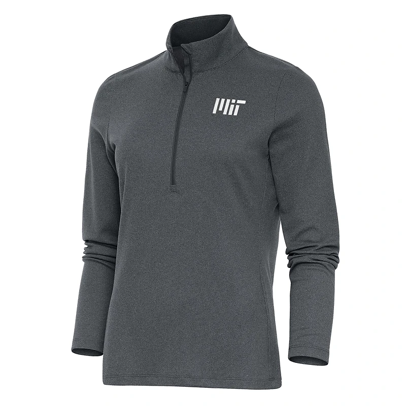 Women's Antigua  Heather Charcoal MIT Engineers Epic Quarter-Zip Pullover Top