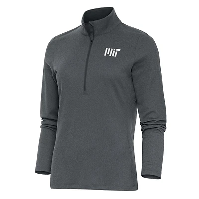 Women's Antigua  Heather Charcoal MIT Engineers Epic Quarter-Zip Pullover Top