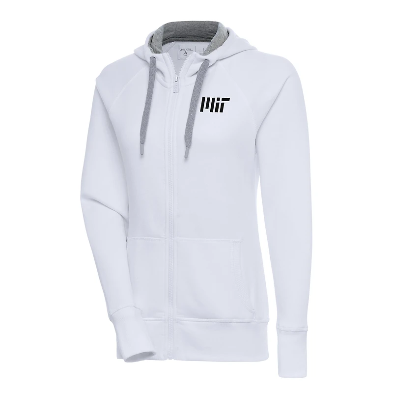 Women's Antigua White MIT Engineers Victory Full-Zip Hoodie