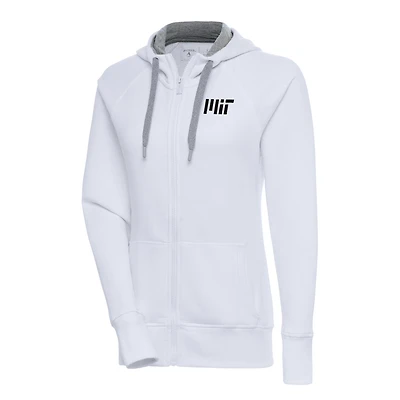 Women's Antigua  White MIT Engineers Victory Full-Zip Hoodie