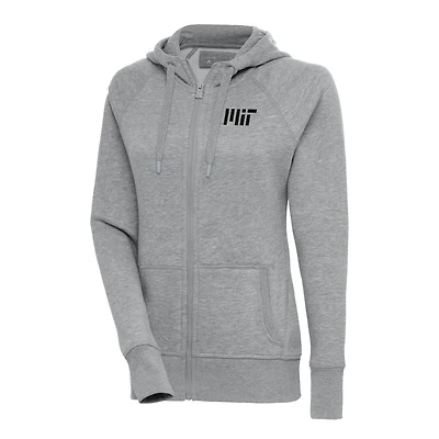 Women's Antigua Heather Gray MIT Engineers Victory Full-Zip Hoodie