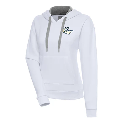 Women's Antigua White George Washington University Victory Pullover Hoodie