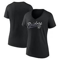 Women's Fanatics Black Las Vegas Raiders Slice Script V-Neck T-Shirt