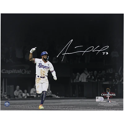 Adolis Garcia Texas Rangers Autographed 2023 World Series Champions 11" x 14" Hitting Spotlight Photograph