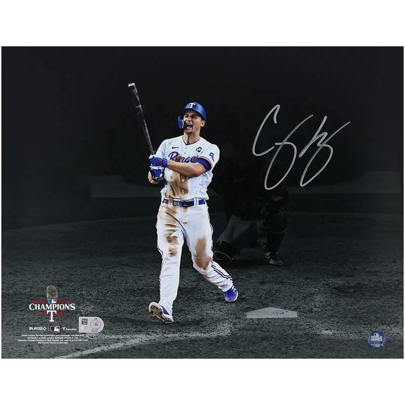 Corey Seager Texas Rangers Autographed 2023 World Series Champions 11" x 14" Hitting Spotlight Photograph