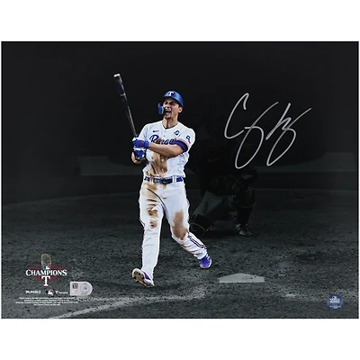 Corey Seager Texas Rangers Autographed 2023 World Series Champions 11" x 14" Hitting Spotlight Photograph