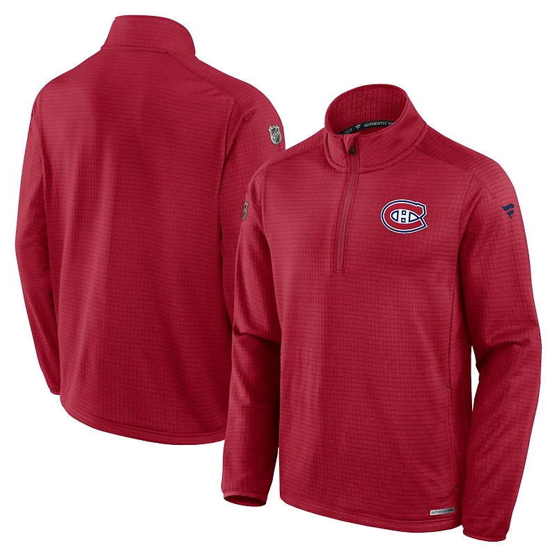 Men's Fanatics  Red Montreal Canadiens Authentic Pro Rink Quarter-Zip Jacket