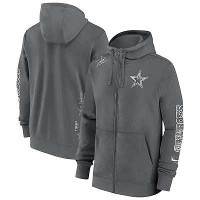 Men's Nike Charcoal Dallas Cowboys Primetime Club Full-Zip Hoodie