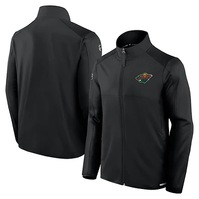Men's Fanatics Black Minnesota Wild Authentic Pro Rink Fleece Full-Zip Jacket