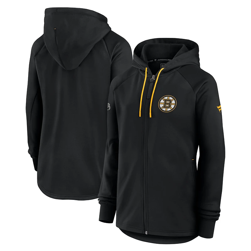 Women's Fanatics  Black Boston Bruins Authentic Pro Rink Fleece Full-Zip Jacket
