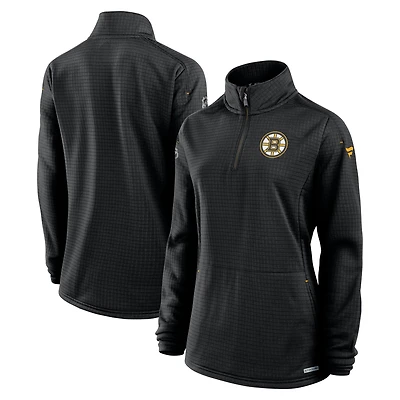Women's Fanatics Black Boston Bruins Authentic Pro Rink Lightweight Quarter-Zip Pullover Top