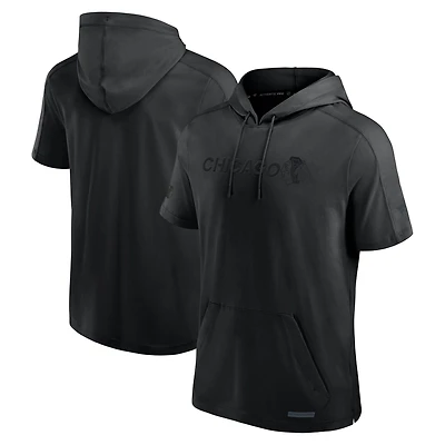 Men's Fanatics  Black Chicago Blackhawks Authentic Pro Road Lightweight Short Sleeve Pullover Hoodie